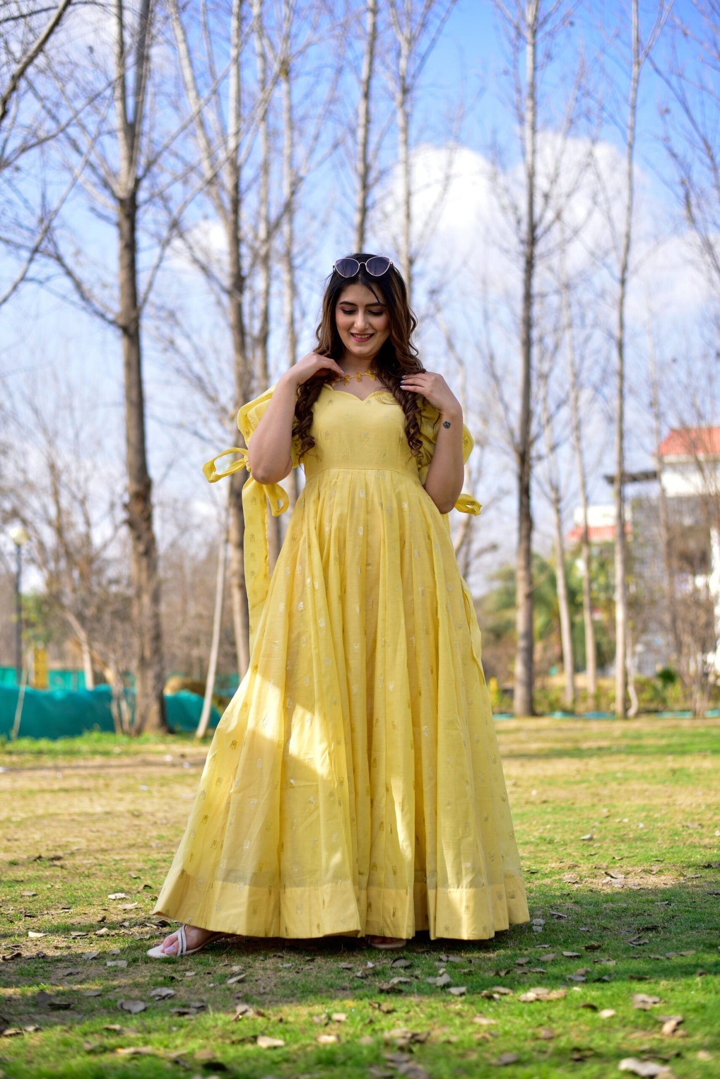 farzana yellow chanderi dress