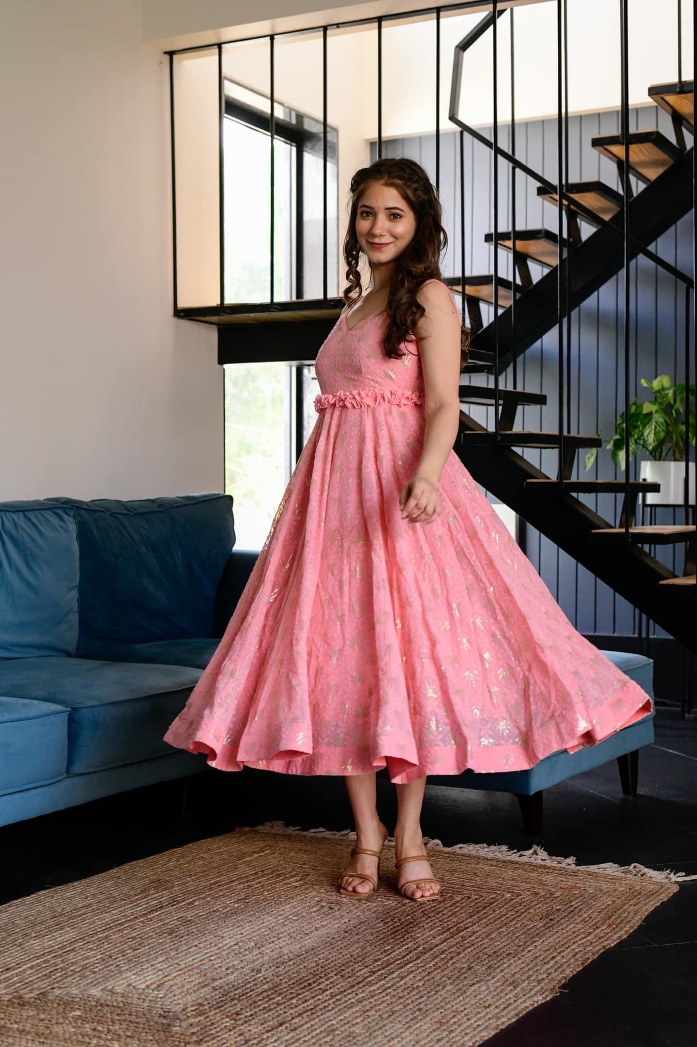 tarifa georgette embroidered dress