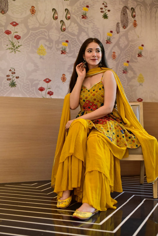 Gauri mustard sharara set