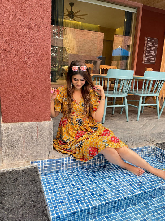 Danika bandhej knee length dress