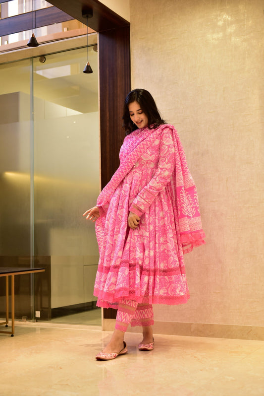 vamika pink cotton suit set