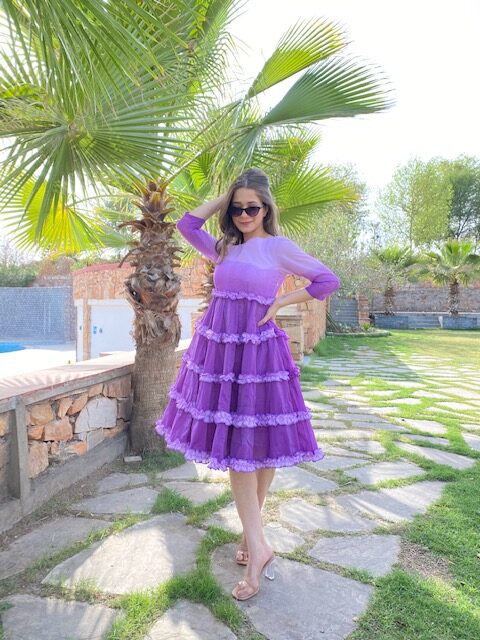 purple ombre chanderi dress